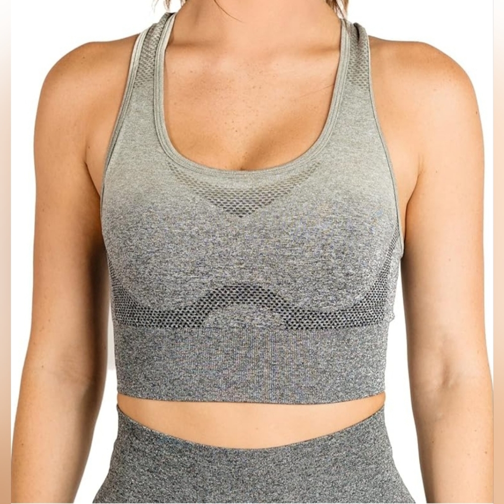 MAXXIM Seamless Racerback Charcoal Ombre Bra Size Medium